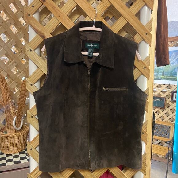 Men's Brown Leather Vest (D) - Picture 3 of 5